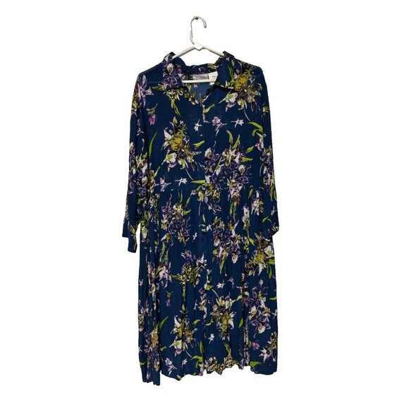 CW Classics Women’s Plus 1X Rayon Dress Blue Floral NWOT - Picture 1 of 6
